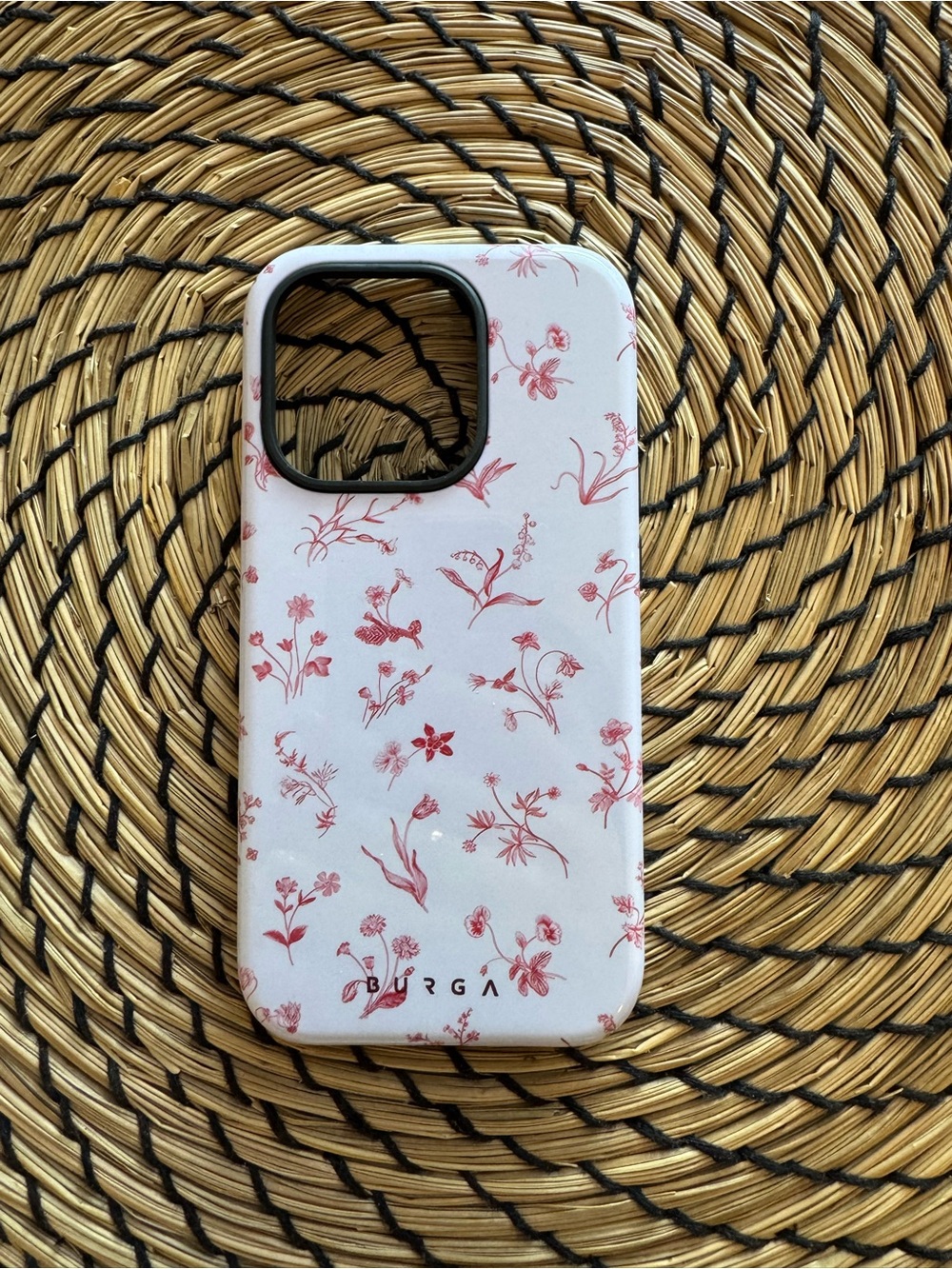 Burga iPhone 15PRO White & Pink Floral Phone Case